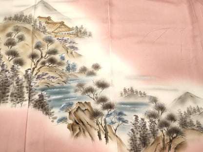 平和屋着物■豪華色留袖　手描き　遠山風景文　暈し染め　金彩　正絹　逸品　CABL0651oy