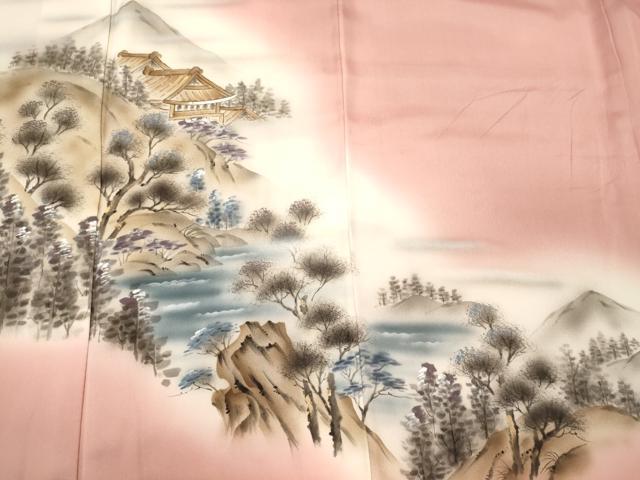 平和屋着物■豪華色留袖　手描き　遠山風景文　暈し染め　金彩　正絹　逸品　CABL0651oy