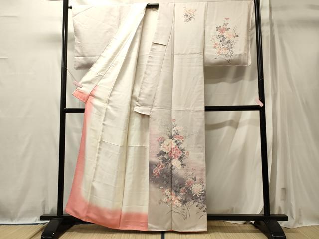 平和屋着物■訪問着　草花文　暈し染め　金彩　正絹　逸品　未使用　CABL0653oy