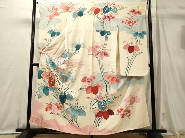 平和屋着物■豪華振袖　駒刺繍　草花文　暈し染め　正絹　逸品　CABL0654oy