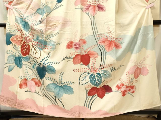 平和屋着物■豪華振袖　駒刺繍　草花文　暈し染め　正絹　逸品　CABL0654oy