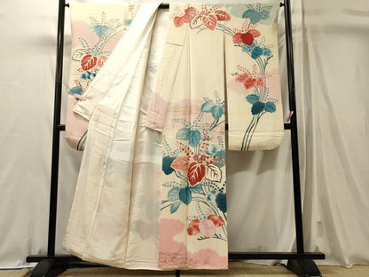 平和屋着物■豪華振袖　駒刺繍　草花文　暈し染め　正絹　逸品　CABL0654oy