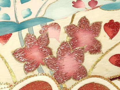 平和屋着物■豪華振袖　駒刺繍　草花文　暈し染め　正絹　逸品　CABL0654oy