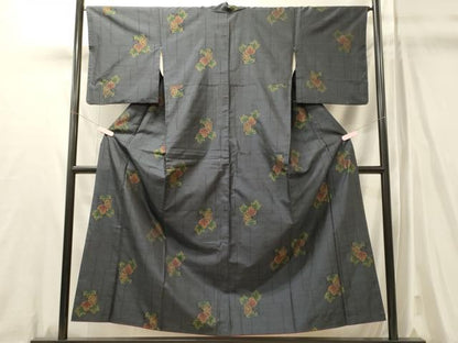 平和屋着物■本場大島紬　色紙枝葉文　正絹　逸品　CABL0655oy