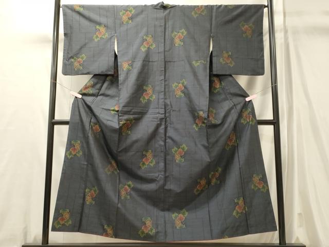 平和屋着物■本場大島紬　色紙枝葉文　正絹　逸品　CABL0655oy