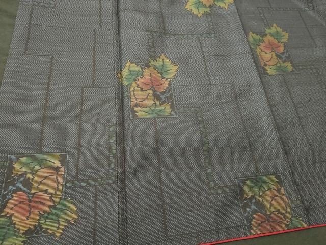 平和屋着物■本場大島紬　色紙枝葉文　正絹　逸品　CABL0655oy