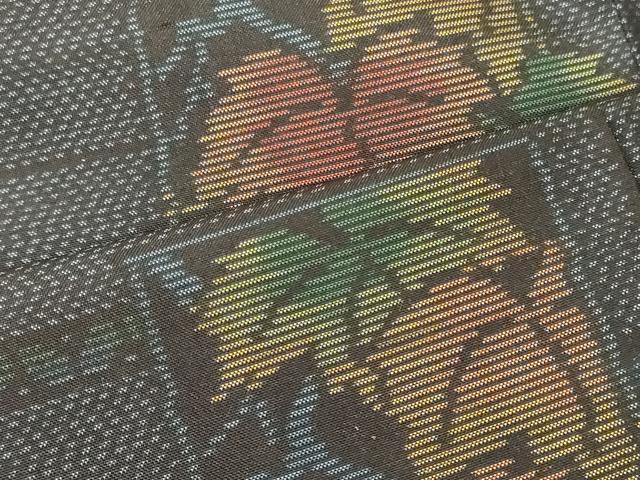 平和屋着物■本場大島紬　色紙枝葉文　正絹　逸品　CABL0655oy