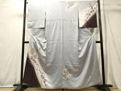 平和屋着物■訪問着　飛鶴花文　暈し染め　金銀彩　正絹　逸品　CABL0657oy