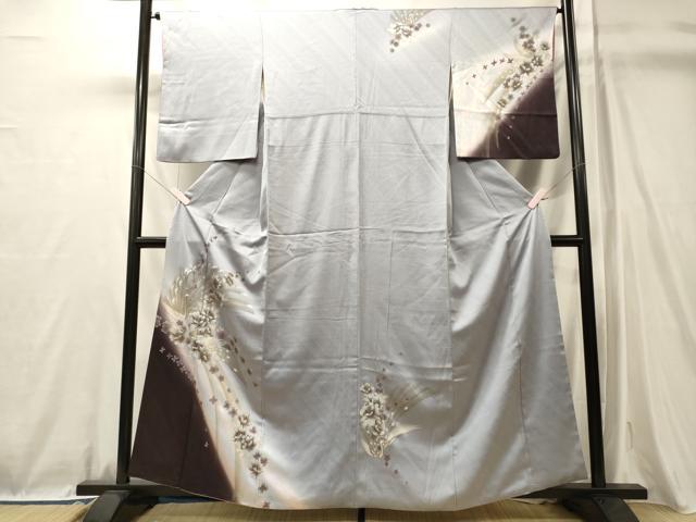 平和屋着物■訪問着　飛鶴花文　暈し染め　金銀彩　正絹　逸品　CABL0657oy