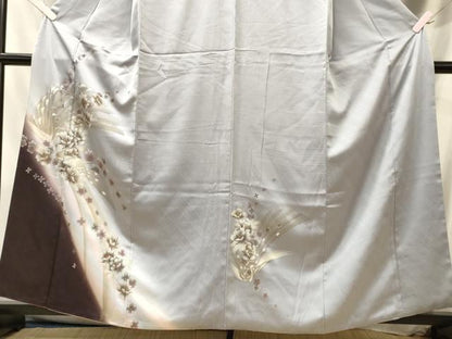 平和屋着物■訪問着　飛鶴花文　暈し染め　金銀彩　正絹　逸品　CABL0657oy