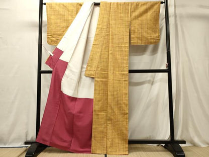 平和屋着物■上質な紬　格子柄　正絹　逸品　CABL0660oy