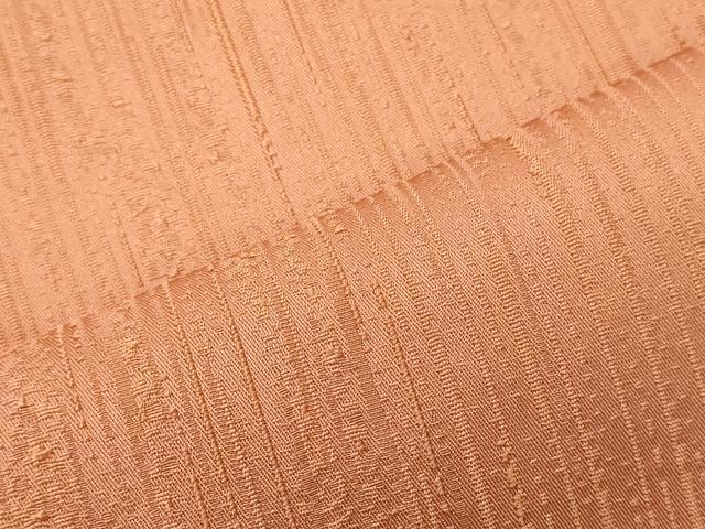 平和屋着物■上質な色無地　縞地紋　曙色　正絹　逸品　未使用　CABL0661oy