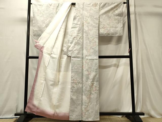 平和屋着物■本場大島紬　白大島　9マルキ　草花文　正絹　逸品　未使用　CABL0663oy