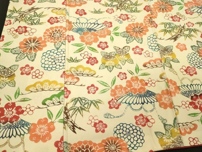 平和屋着物■上質な小紋　型染め　草花文　鬼しぼ縮緬　正絹　逸品　未使用　CABL0665oy