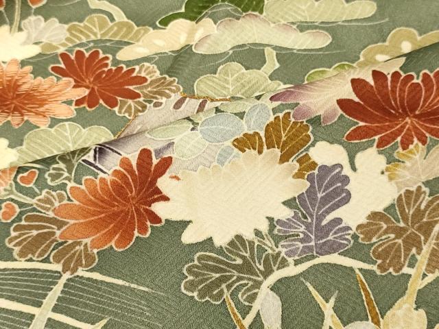 平和屋着物■訪問着　駒刺繍　渡り橋風景花松文　暈し染め　金銀彩　鈴乃屋扱い　正絹　逸品　CABL0666oy