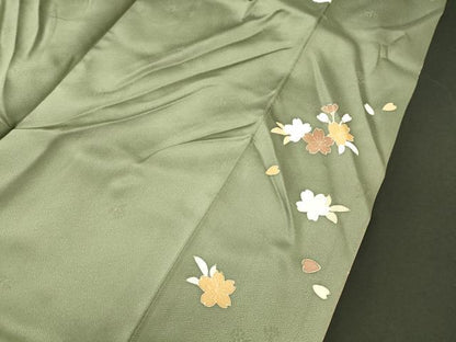 平和屋着物■訪問着　駒刺繍　渡り橋風景花松文　暈し染め　金銀彩　鈴乃屋扱い　正絹　逸品　CABL0666oy