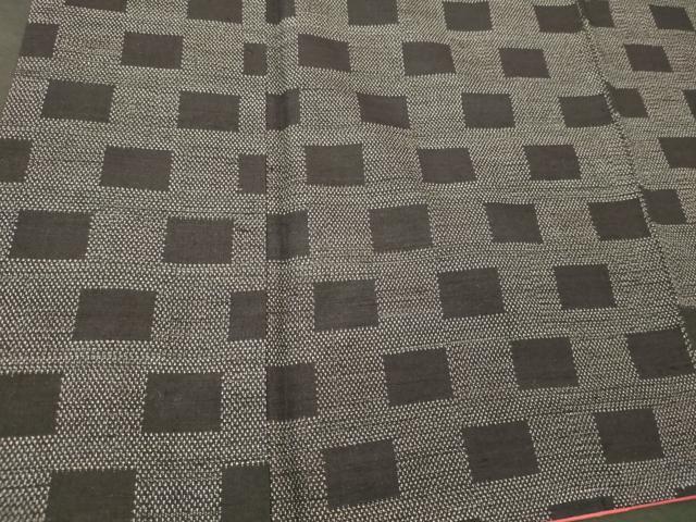 平和屋着物■上質な紬　幾何学文　黒地　正絹　逸品　CABL0669oy