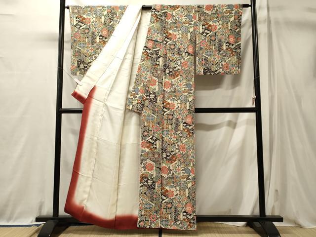 平和屋着物■上質な小紋　型染め　亀甲草花文　正絹　逸品　未使用　CABL0674oy