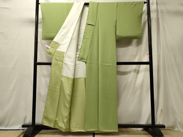 平和屋着物■上質な色無地　若苗色　正絹　逸品　未使用　CABL0679oy