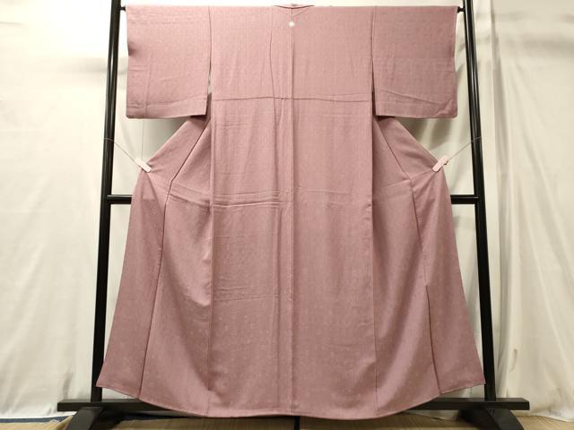 平和屋着物■上質な色無地　幾何学地紋　石竹色　正絹　逸品　CABL0683oy