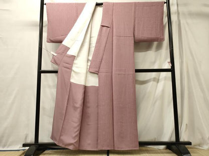 平和屋着物■上質な色無地　幾何学地紋　石竹色　正絹　逸品　CABL0683oy