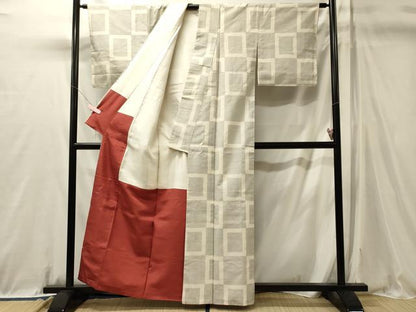 平和屋着物■上質な紬　幾何学文　正絹　逸品　未使用　CABL0687oy