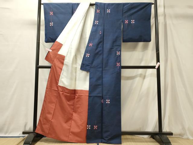平和屋着物■上質な紬　舞花文　正絹　逸品　CABL0691oy