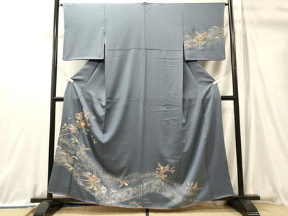 平和屋着物■訪問着　雪芝枝花文　暈し染め　金彩　正絹　逸品　CABL0694oy