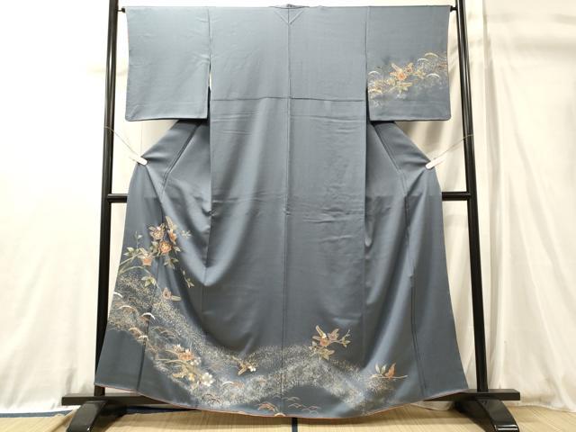 平和屋着物■訪問着　雪芝枝花文　暈し染め　金彩　正絹　逸品　CABL0694oy
