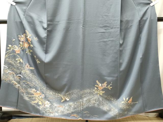 平和屋着物■訪問着　雪芝枝花文　暈し染め　金彩　正絹　逸品　CABL0694oy