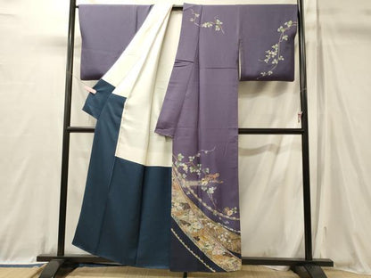 平和屋着物■訪問着　短冊鳳凰花文　暈し染め　金銀彩　正絹　逸品　CABL0698oy