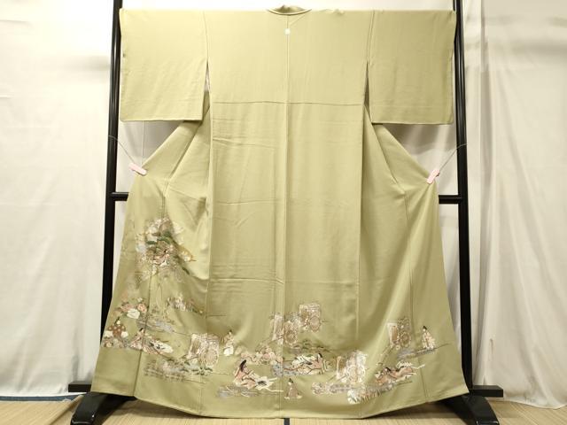 平和屋着物■豪華色留袖　御所車人物花松文　金銀彩　さが美扱い　正絹　逸品　CABL0700oy