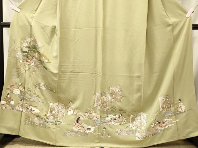 平和屋着物■豪華色留袖　御所車人物花松文　金銀彩　さが美扱い　正絹　逸品　CABL0700oy
