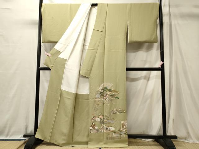 平和屋着物■豪華色留袖　御所車人物花松文　金銀彩　さが美扱い　正絹　逸品　CABL0700oy