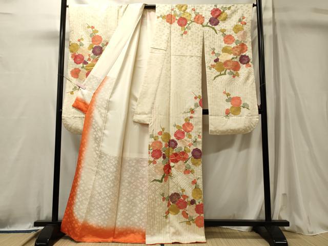 平和屋着物■豪華振袖　駒刺繍　枝花文　正絹　逸品　CABL0705oy