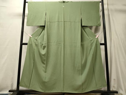 平和屋着物■上質な色無地　柳色　正絹　逸品　CABL0710oy