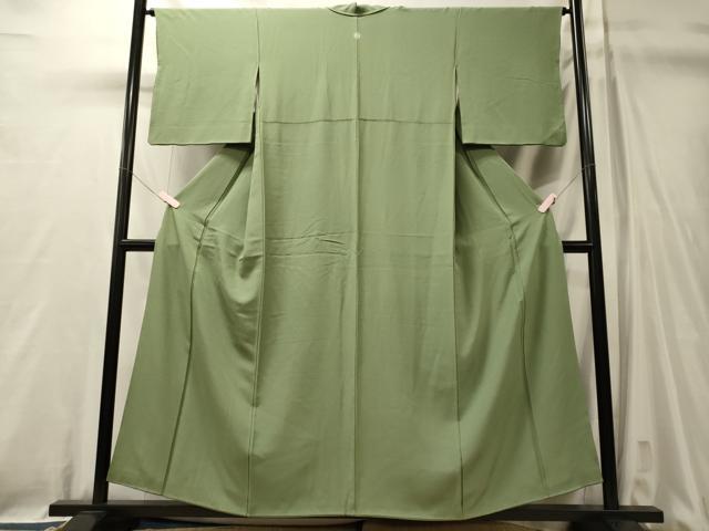 平和屋着物■上質な色無地　柳色　正絹　逸品　CABL0710oy