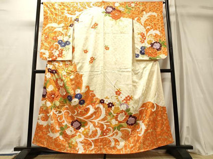 平和屋着物■訪問着　駒刺繍　飾花文　金彩　正絹　逸品　CABL0714oy