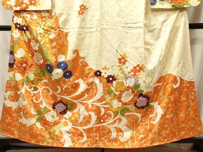 平和屋着物■訪問着　駒刺繍　飾花文　金彩　正絹　逸品　CABL0714oy