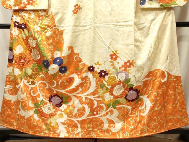 平和屋着物■訪問着　駒刺繍　飾花文　金彩　正絹　逸品　CABL0714oy