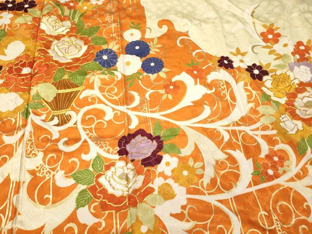 平和屋着物■訪問着　駒刺繍　飾花文　金彩　正絹　逸品　CABL0714oy