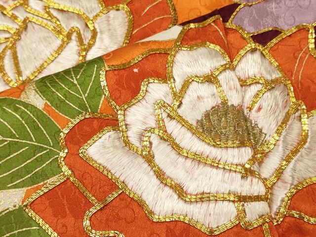 平和屋着物■訪問着　駒刺繍　飾花文　金彩　正絹　逸品　CABL0714oy