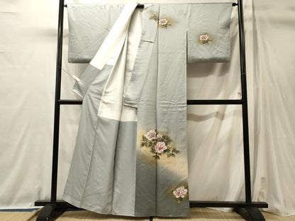 平和屋着物■訪問着　草花文　暈し染め　金彩　正絹　逸品　CABL0716oy
