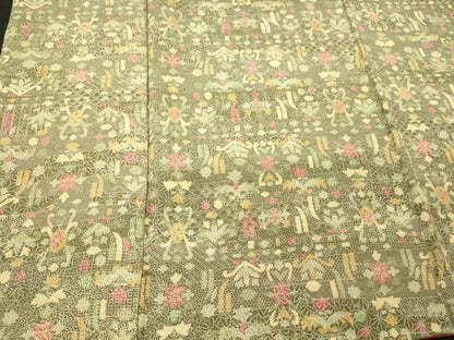 平和屋着物■上質な小紋　幾何学花文　正絹　逸品　CABL0717oy