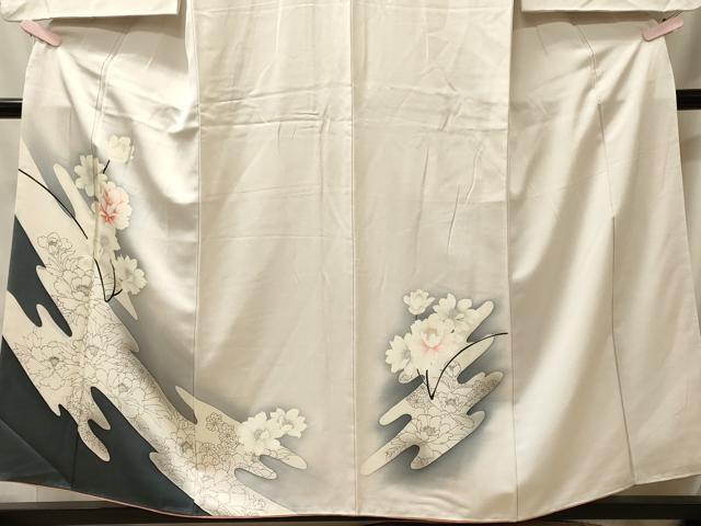 平和屋着物■訪問着　手描き　草花文　暈し染め　正絹　逸品　CABL0720oy
