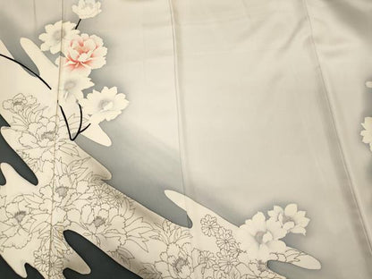 平和屋着物■訪問着　手描き　草花文　暈し染め　正絹　逸品　CABL0720oy