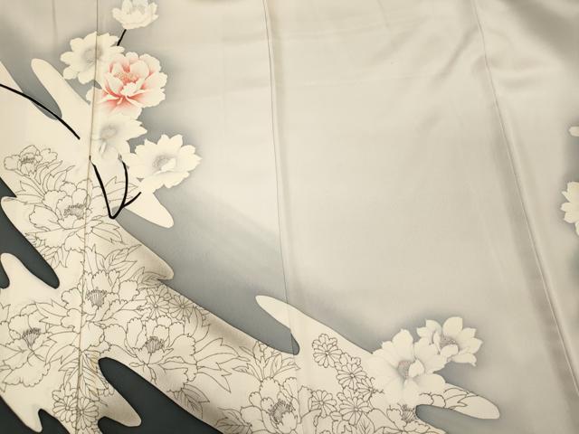 平和屋着物■訪問着　手描き　草花文　暈し染め　正絹　逸品　CABL0720oy