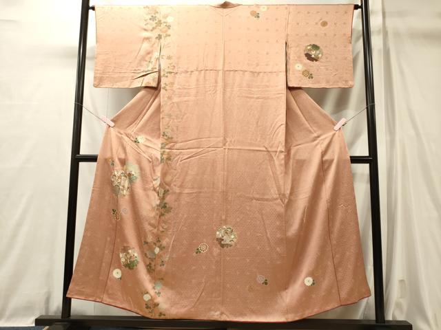 平和屋着物■訪問着　雪輪花蝶文　金彩　正絹　逸品　CABL0721oy