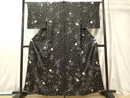 平和屋着物■上質な小紋　総絞り　辻が花　黒地　正絹　逸品　CABL0724oy
