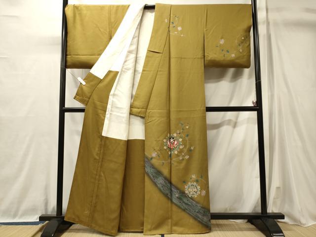 平和屋着物■訪問着　刺繍　鳳凰正倉院花文　金銀彩　正絹　逸品　CABL0726oy
